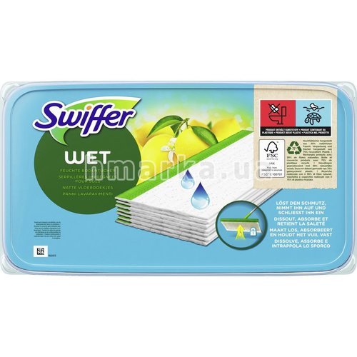Фото Запасна упаковка вологих серветок для підлоги Swiffer з ароматом цитрусових, 24 шт № 1