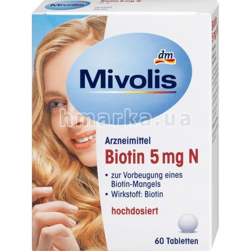 Фото Вітамін Биотин 5 мг Mivolis, 60 капсул № 1