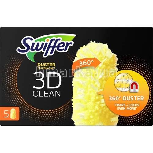 Фото Пір'яні ганчірки Swiffer для пилу Магніт для пилу 3D Clean Refill pack, 5 шт № 6