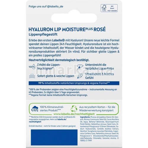 Фото Средство для губ Labello Hyaluron Moisture Rosé, 4,8 г № 5