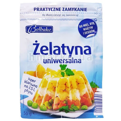 Фото Желатин универсаьный Belbake, на 2.5 л продукта, 50 г № 1