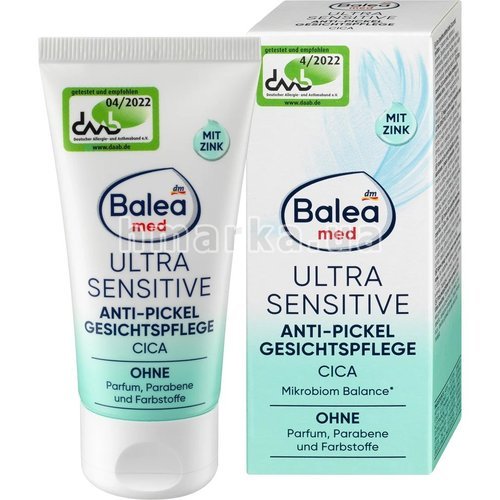 Фото Крем для обличчя Balea Med Ultra Sensitive проти прищів Cica, 50 мл № 6