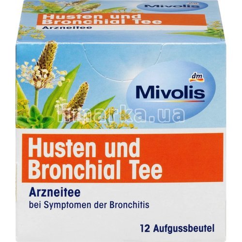 Фото Чай лікувальний Mivolis від кашлю та брохів (12 пакетиків), 24 г № 1