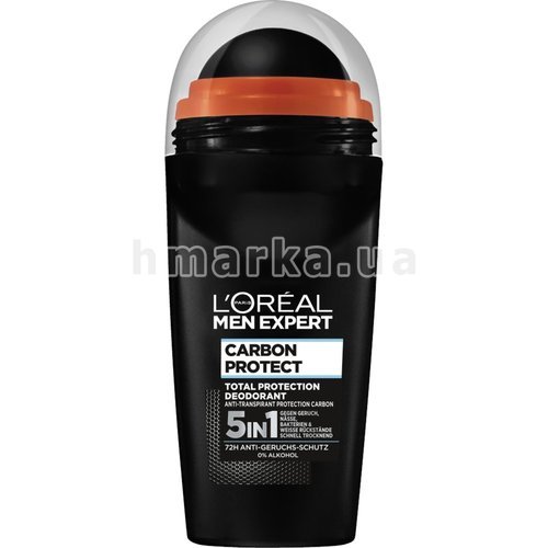 Фото Антиперспирант шариковый L'Oreal Men Extra Carbon Protect 5в1, 50 мл № 1