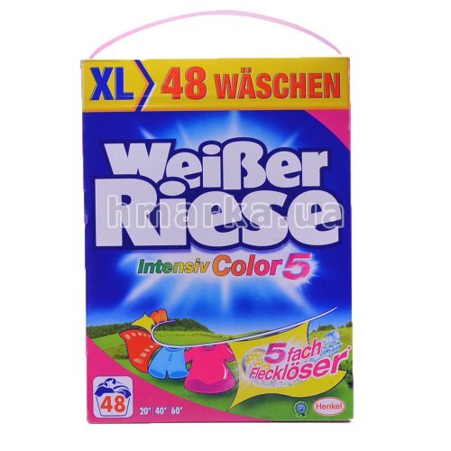 Фото Пральний порошок Weisser Riese "Intensiv Color 5" для кольорової білизни, 3.36 кг № 1