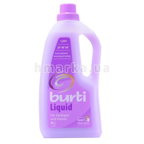 Фото Засіб для прання Burti "Liquid" для кольрової і тонкої білизни, без фосфатів, 1.275 л № 1