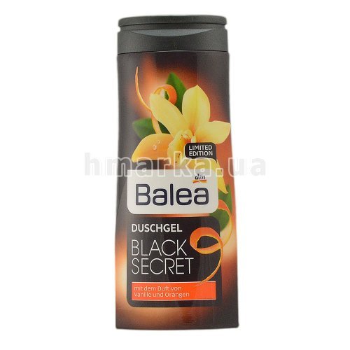 Фото Гель для душу Balea "Чорний секрет" із ароматом ванілі та апельсину, 300 мл № 1