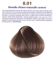 Крем-краска для волос "Brelil 8.01 натуральный пепельный светлый блонд", 100 мл