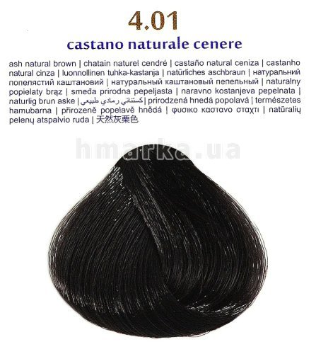 Фото Крем-фарба для волосся "Brelil 4.01 натуральний каштановий попелястий", 100 мл № 1
