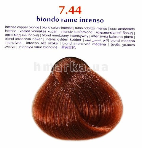 Фото Крем-фарба для волосся "Brelil 7.44 яскраво-мідний блонд", 100 мл № 1