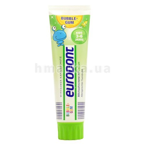 Фото Зубна паста дитяча Eurodont "Bubble Gum", 3 - 6 років, 100 мл № 1
