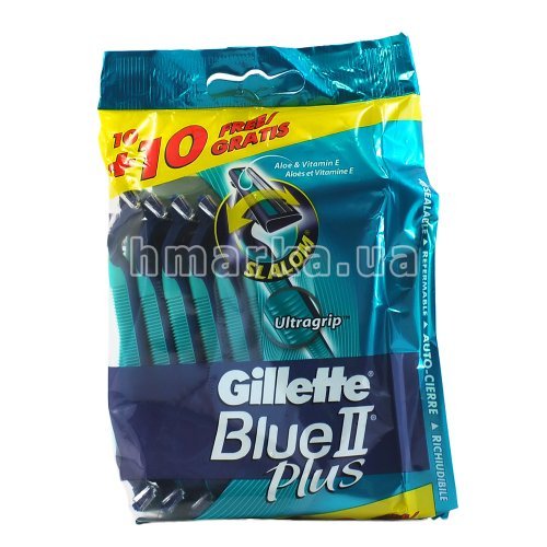 Фото Станок для гоління одноразовий Gillette "Blue II Plus", 10 шт. № 1