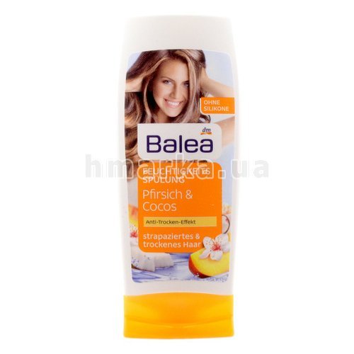 Фото Бальзам для волосся Balea "Персик-Кокос" зволожуючий, для сухого і пошкодженого волосся, 300 мл № 3