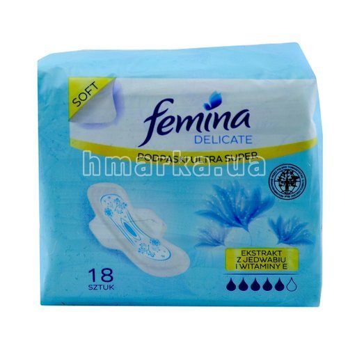 Фото Прокладки для інтимної гігієни Femina Delicate ultra super, 18 шт. № 1