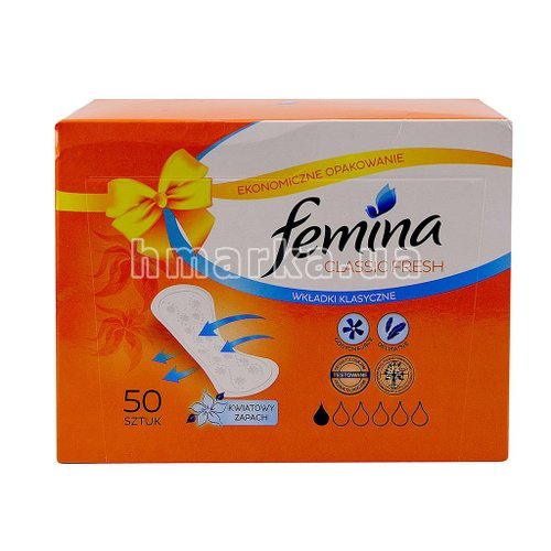 Фото Прокладки щоденні для інтимної гігієни Femina "Квітковий аромат", 50 шт. № 1