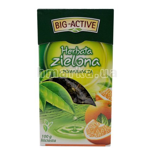 Фото Чай зелений Big - Active Herbata Zielona з помаранчем та календулою крупнолистовий, 100 г № 1