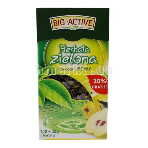 Фото Чай зелений Big - Active Herbata Zielona з айвою та календулою крупнолистовий, 120 г № 1