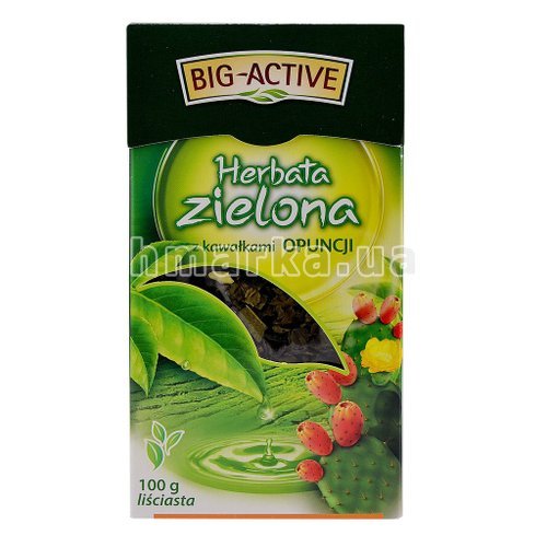 Фото Чай зелений Big - Active Herbata Zielona з опунцією та трояндою крупнолистовий, 100 г № 1