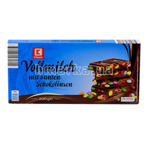 Фото Шоколад K-Classic "Vollmilch mit bunten Schokolinsen", 200 г № 1